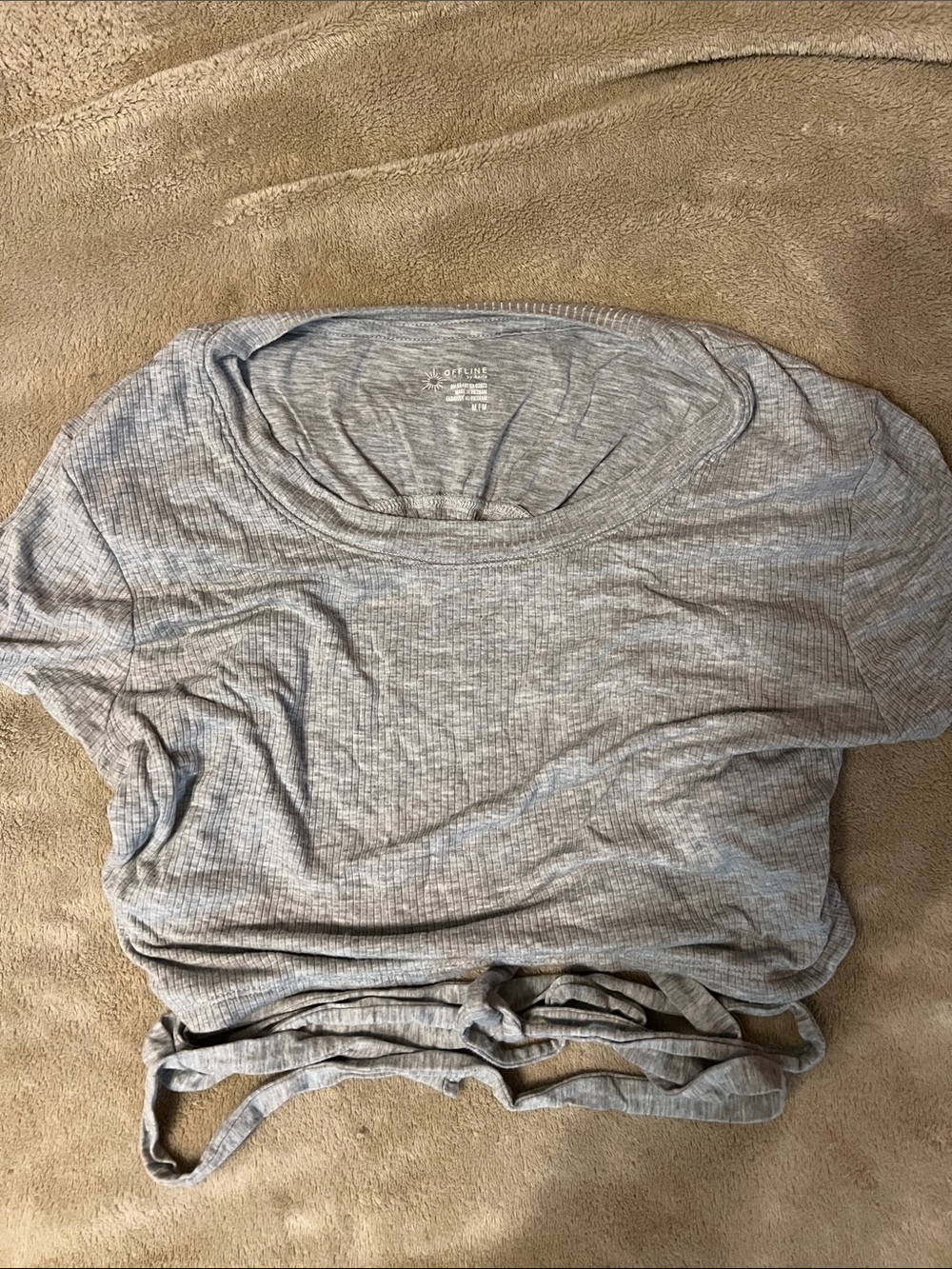 aerie Heather Gray Ribbed Multi-Tie Crop Top